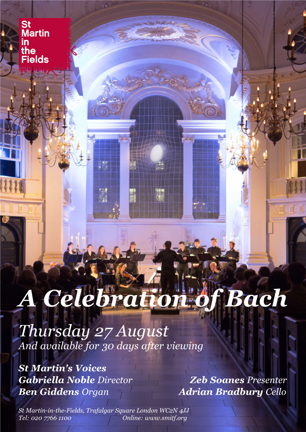 A Celebration of Bach Thursday 27 August and Available for 30 Days After Viewing