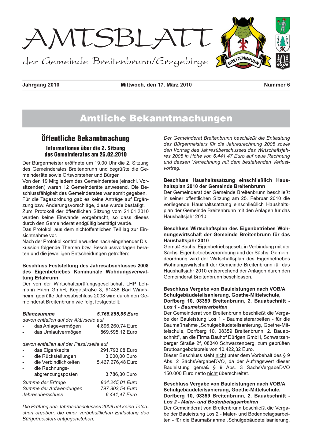 AMTSBLATT Der Gemeinde Breitenbrunn/Erzgebirge Mittwoch, 17