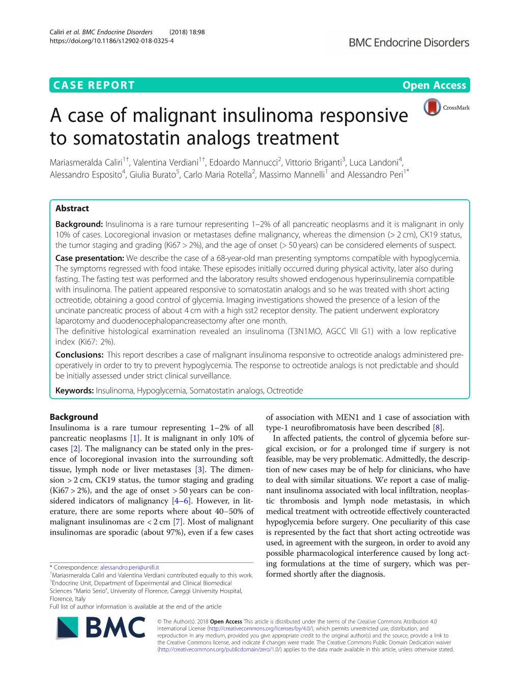 A Case of Malignant Insulinoma Responsive to Somatostatin Analogs