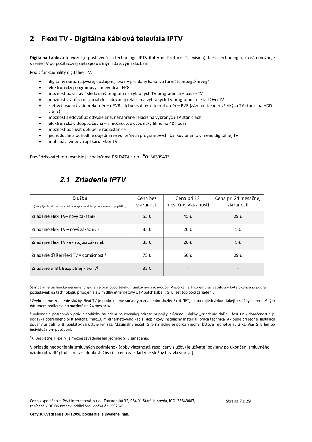 2 Flexi TV - Digitálna Káblová Televízia IPTV