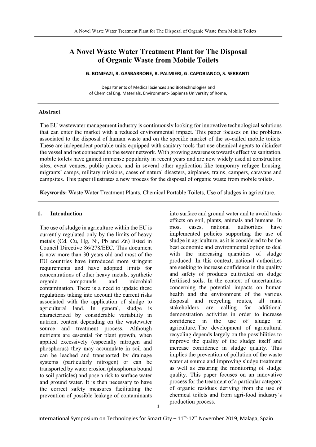 A Novel Waste Water Treatment Plant for the Disposal of Organic Waste from Mobile Toilets