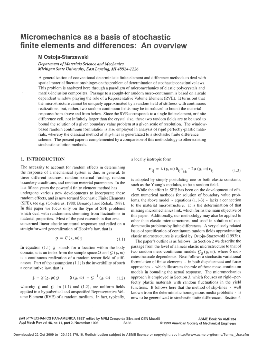 Micromechanics As a Basis of Stochastic Finite Elements And