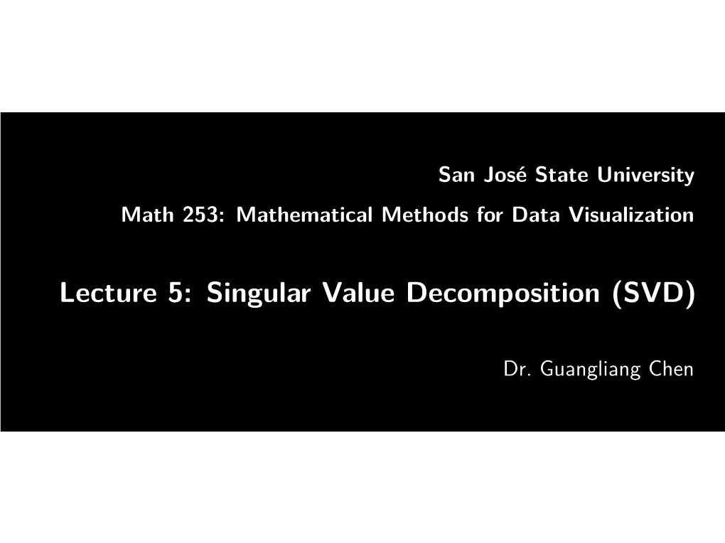 Singular Value Decomposition (SVD)