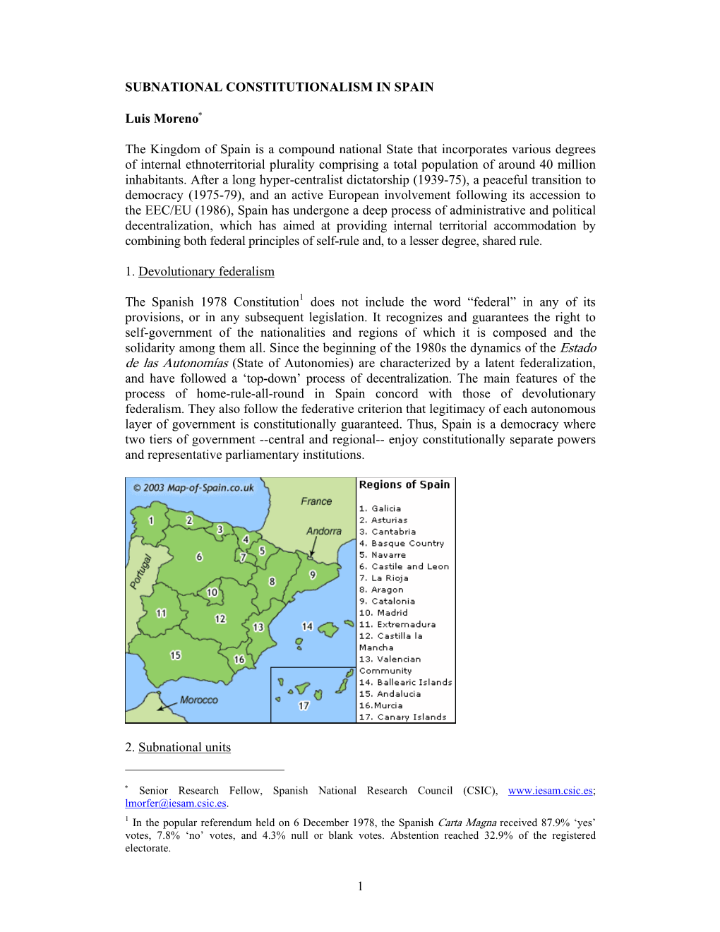 Subnational Constitutionalism in Spain