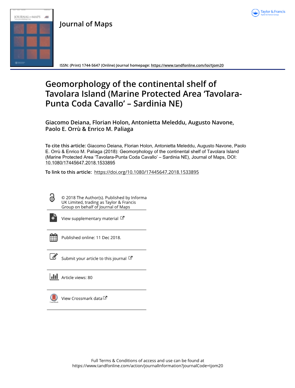 Geomorphology of the Continental Shelf of Tavolara Island (Marine Protected Area 'Tavolara- Punta Coda Cavallo' – Sardinia