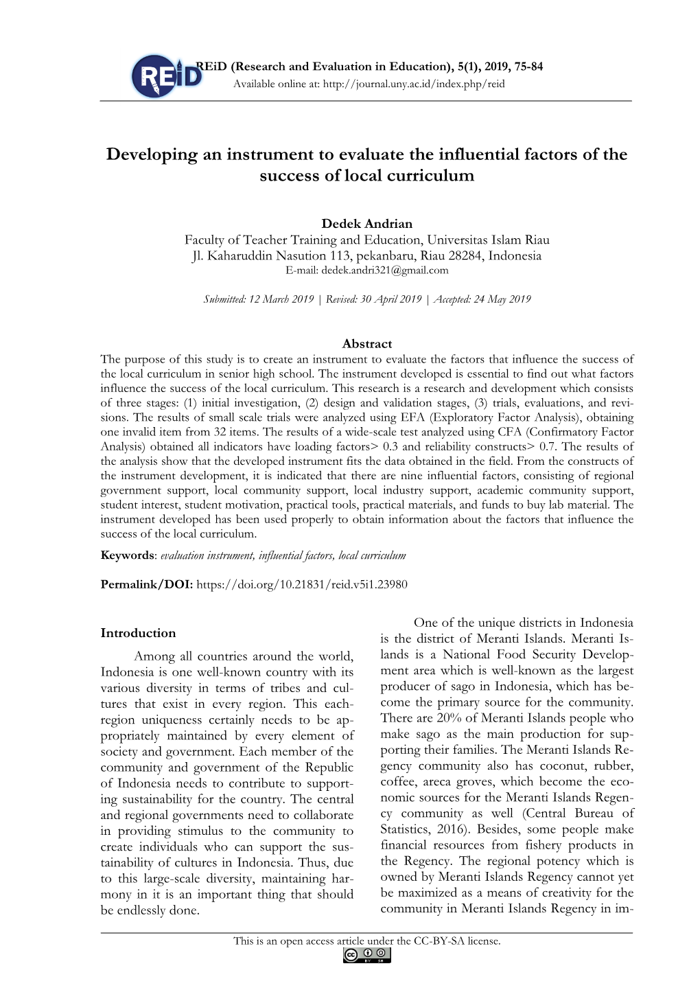 Developing an Instrument to Evaluate the Influential Factors of the Success of Local Curriculum