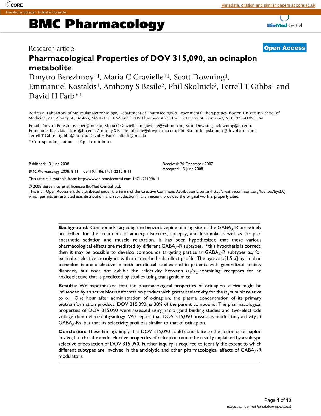 BMC Pharmacology Biomed Central