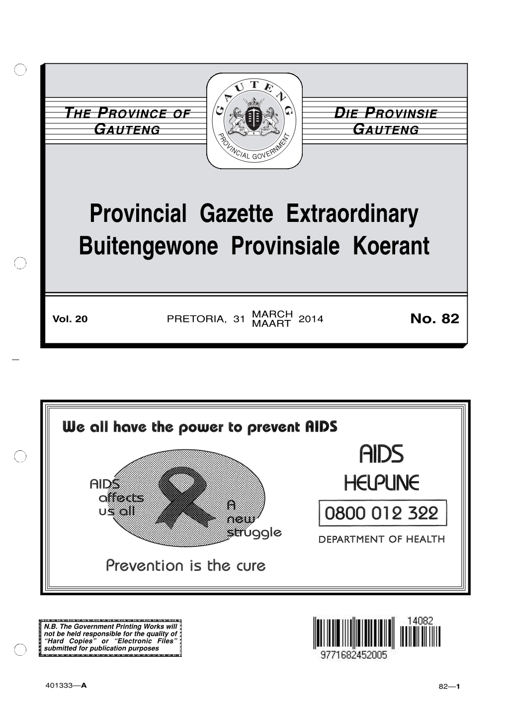 Provincial Gazette Extraordinary Buitengewone Provinsiale Koerant