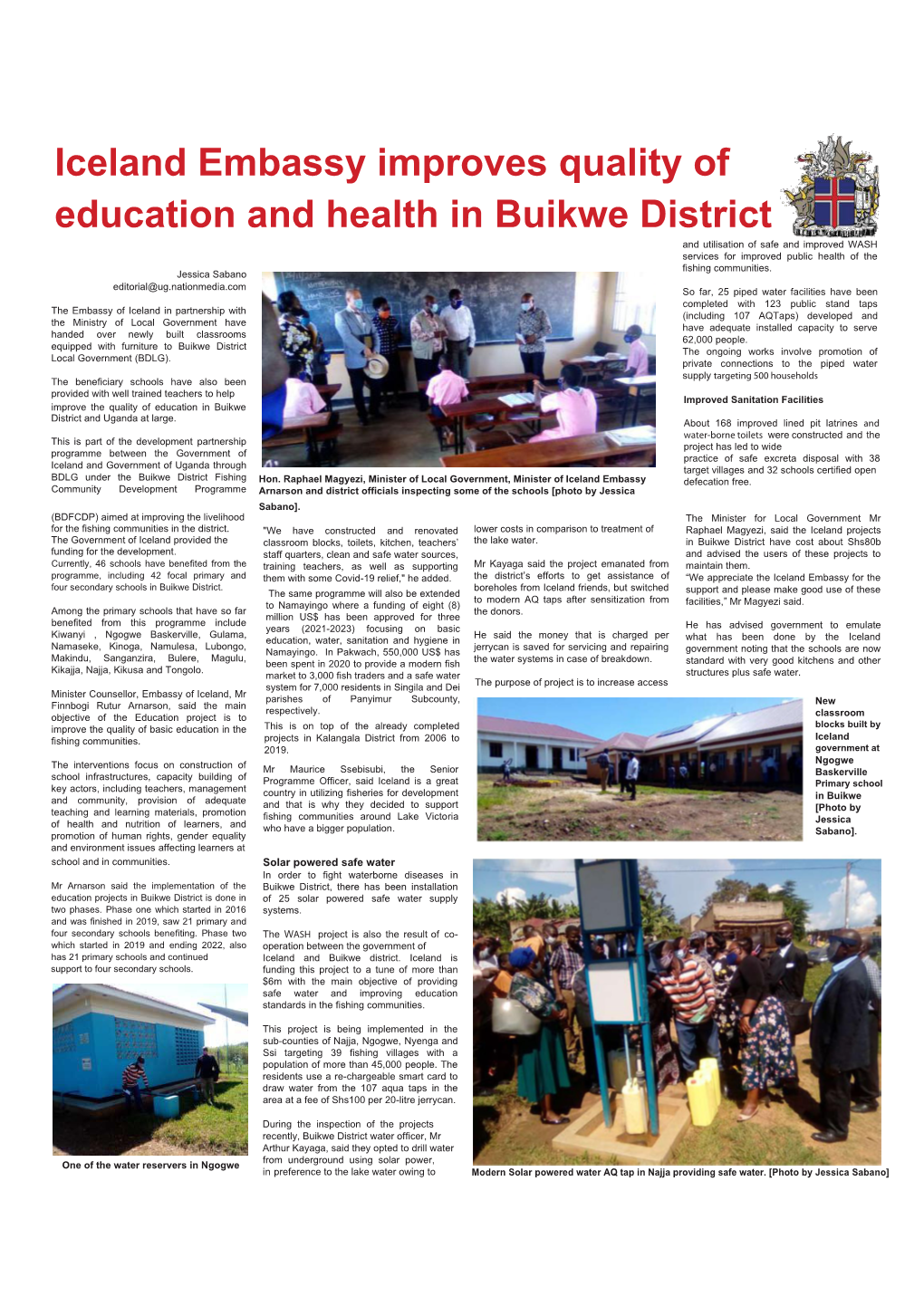 Iceland Embassy Improves Quality of Education and Health in Buikwe