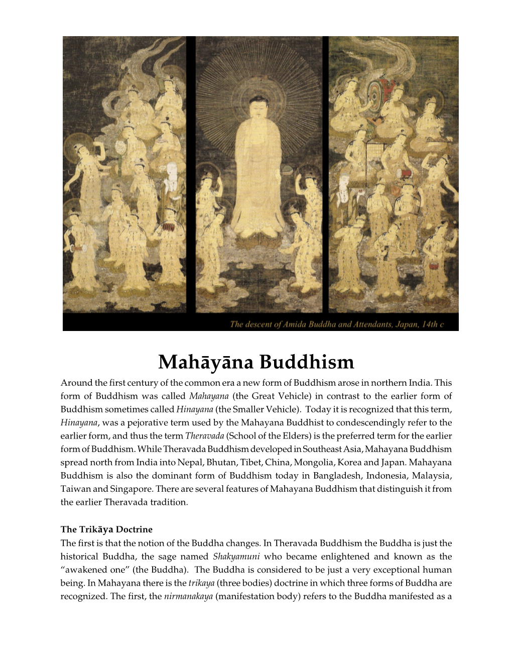 Mahäyäna Buddhism Around the First Century of the Common Era a New Form of Buddhism Arose in Northern India