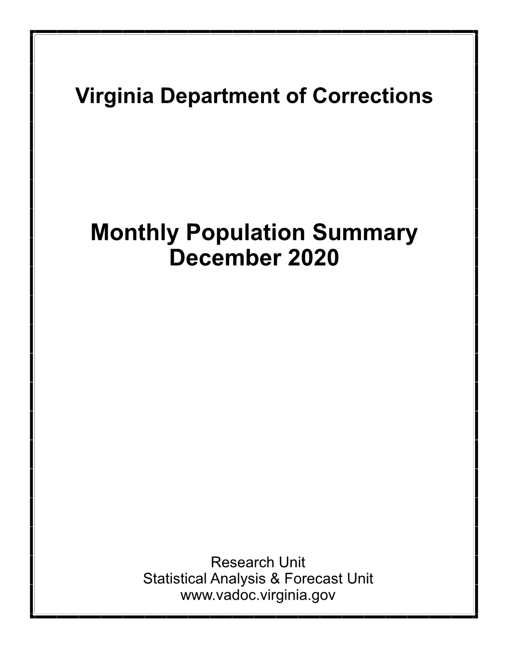 Monthly Population Summary December 2020