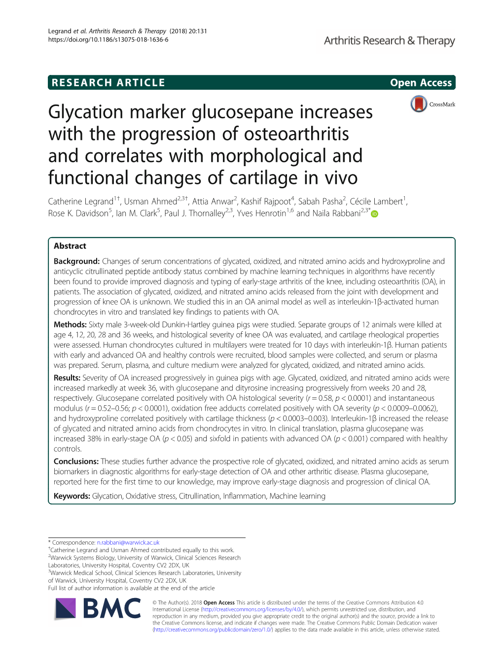 Glycation Marker Glucosepane Increases with the Progression Of