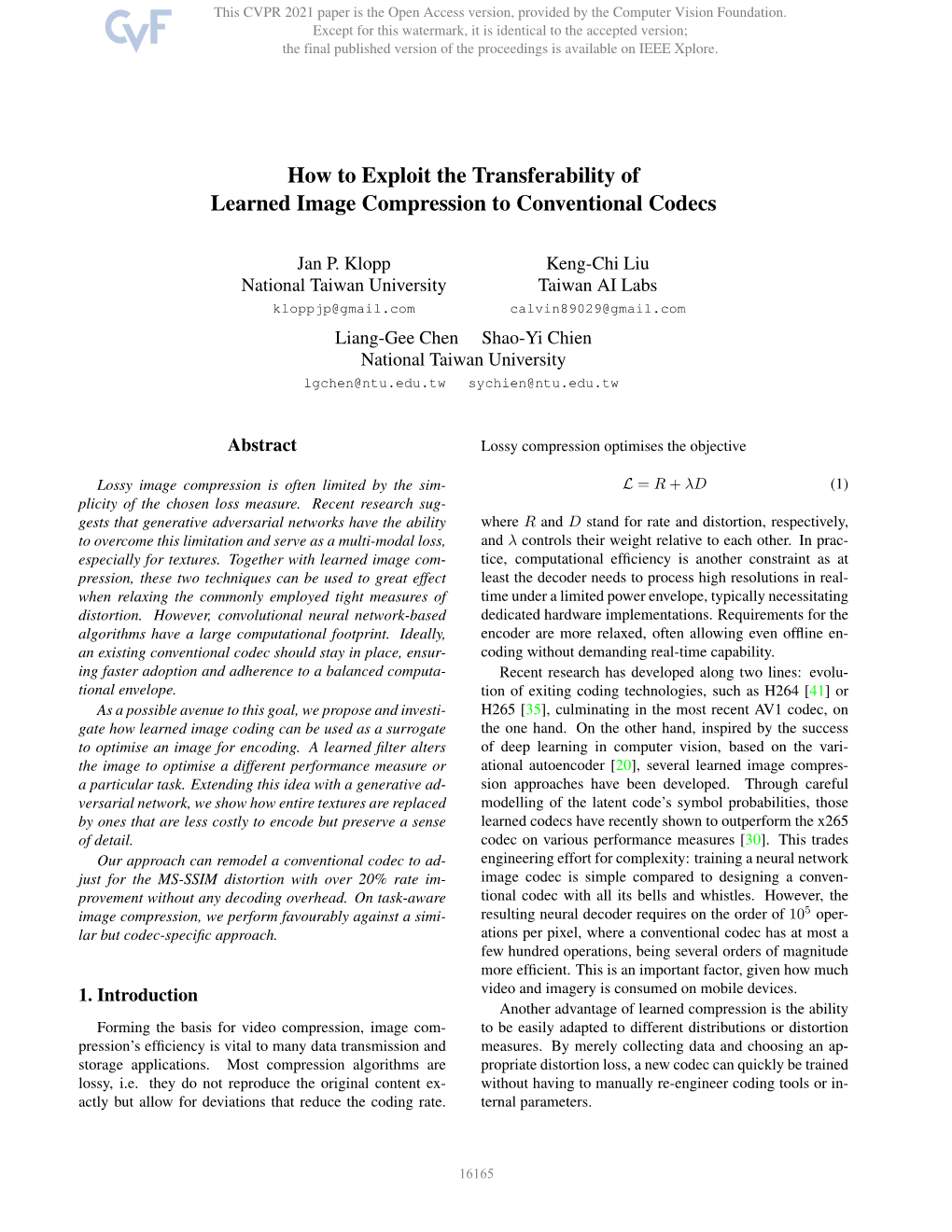 How to Exploit the Transferability of Learned Image Compression to Conventional Codecs