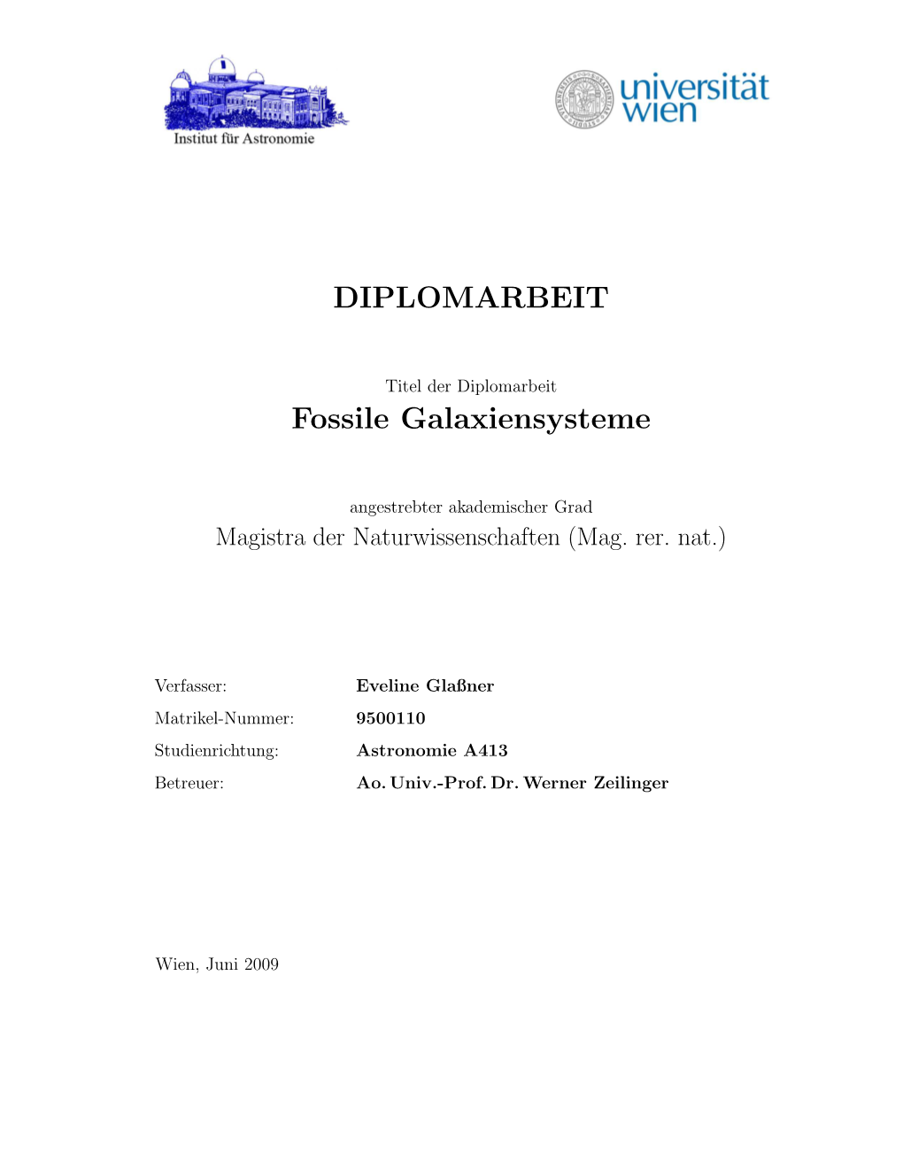 Diplomarbeit Fossile Galaxiensysteme