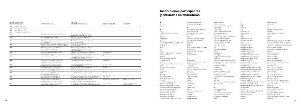 Instituciones Participantes Y Entidades Colaboradoras