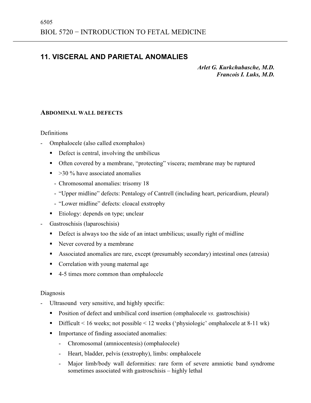 11 Visceral and Parietal Anomalies