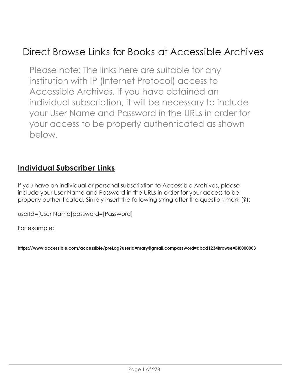 Direct Browse Links for Books at Accessible Archives