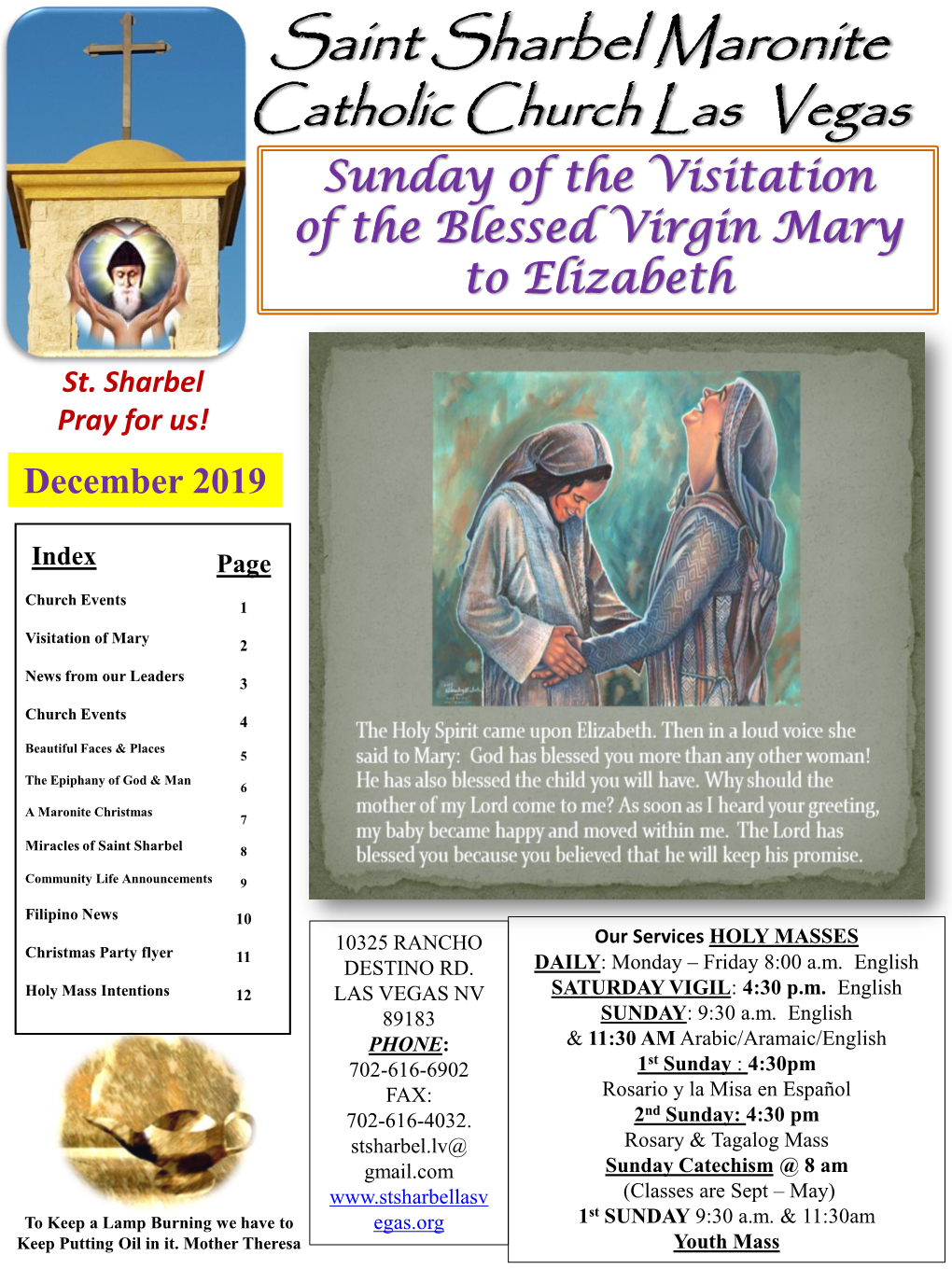 Catholic Church Las Vegas Sunday of the Visitation of the Blessed Virgin Mary to Elizabeth