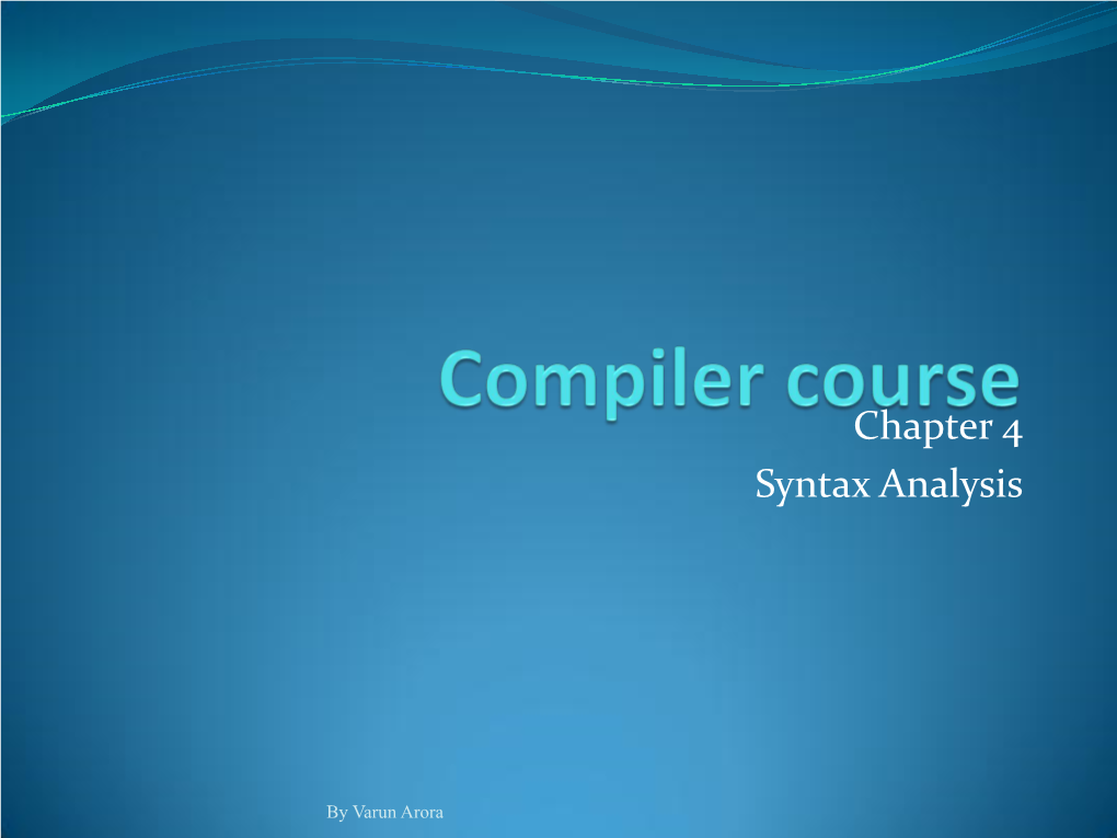 Chapter 4 Syntax Analysis