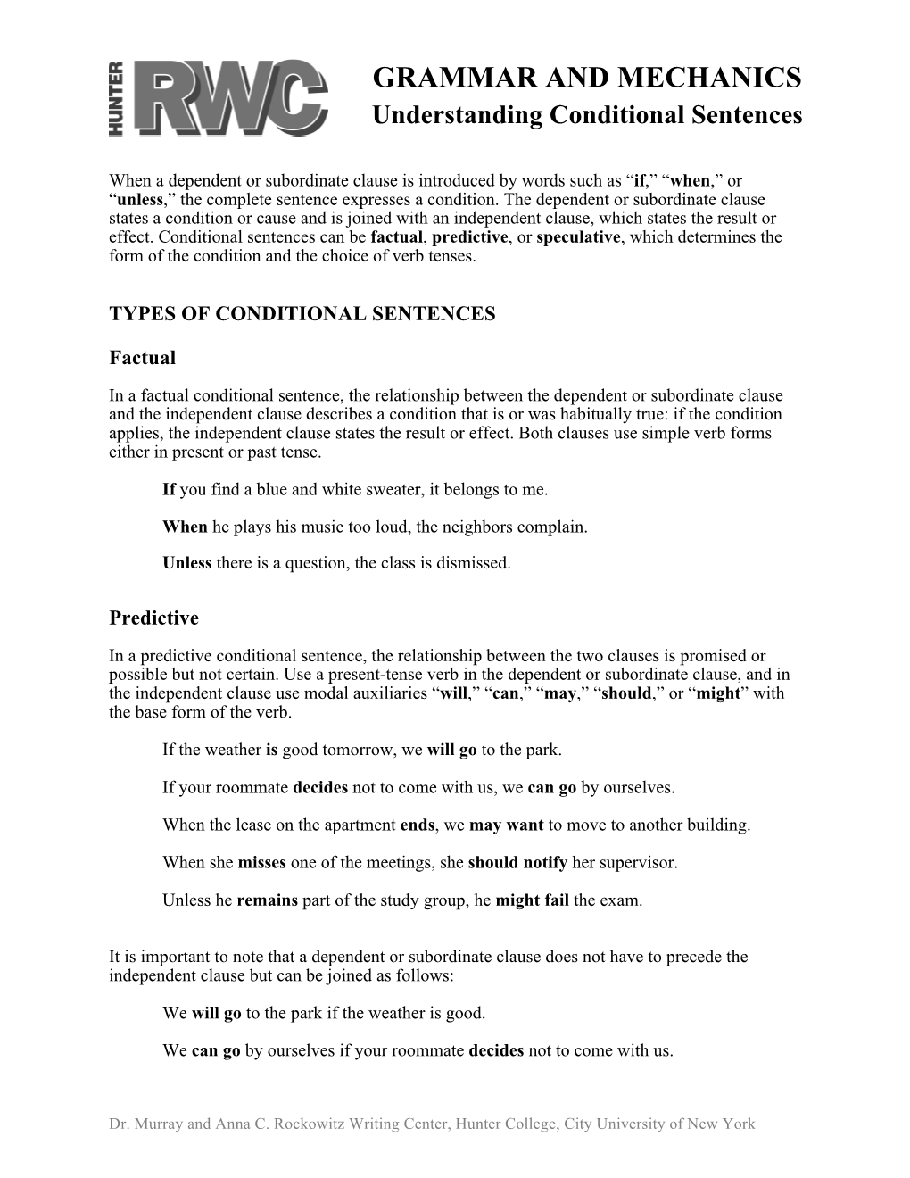 Understanding Conditional Sentences