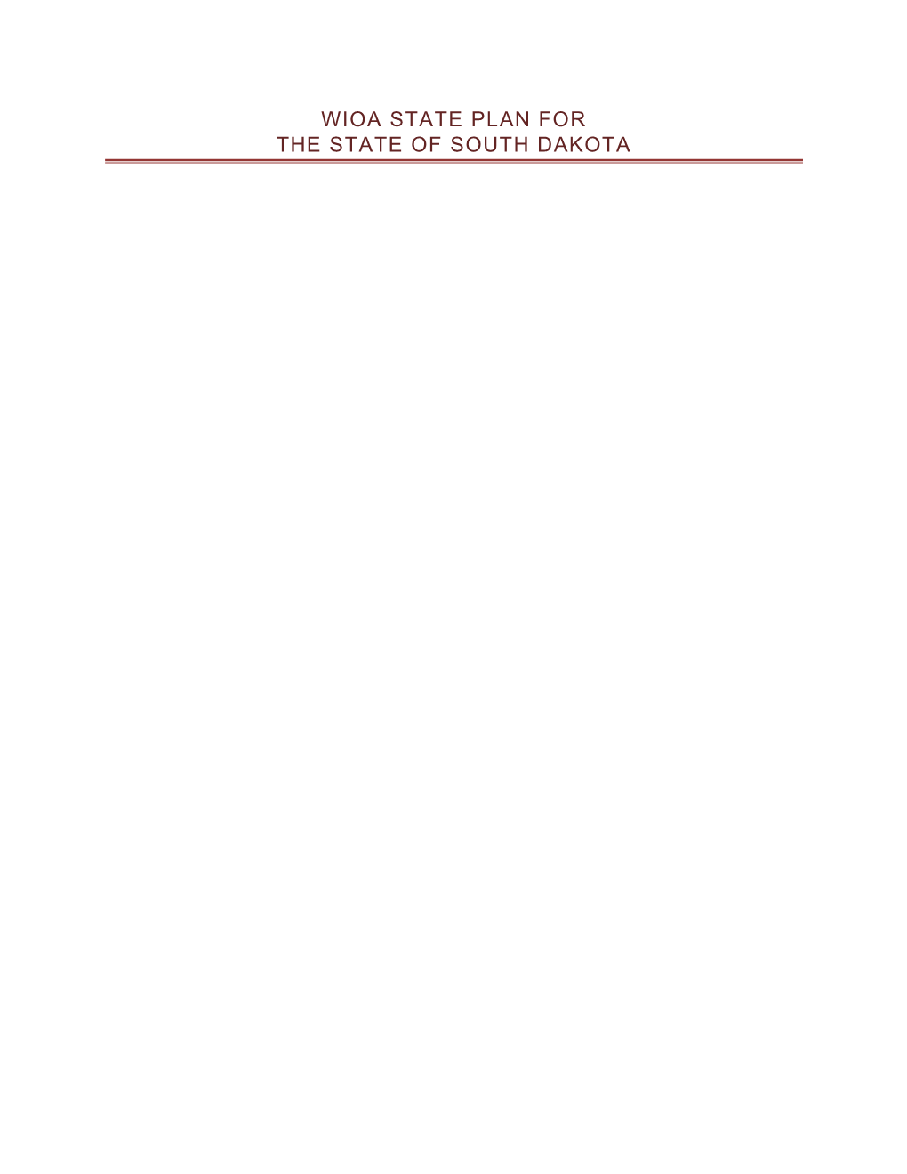 South Dakota WIOA Unified State Plan (Four-Year)