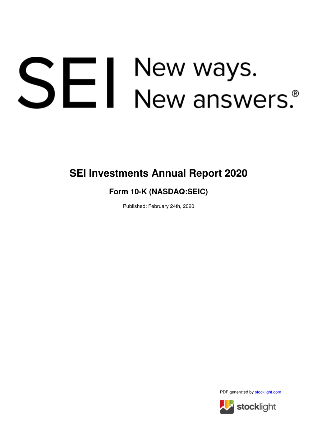 SEI Investments Annual Report 2020