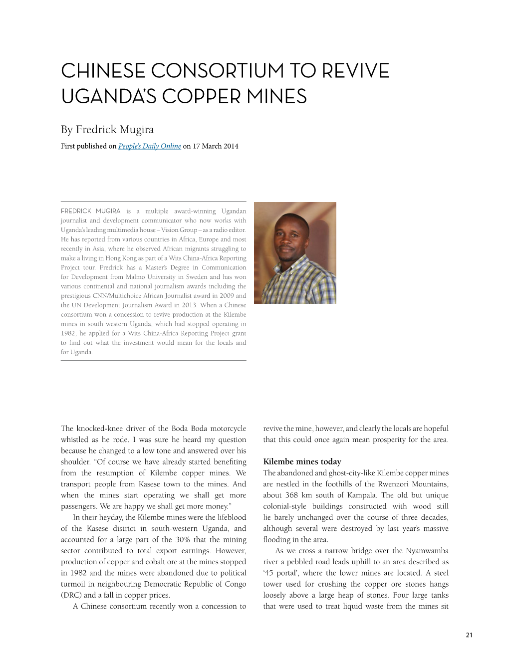 Chinese Consortium to Revive Uganda's Copper Mines