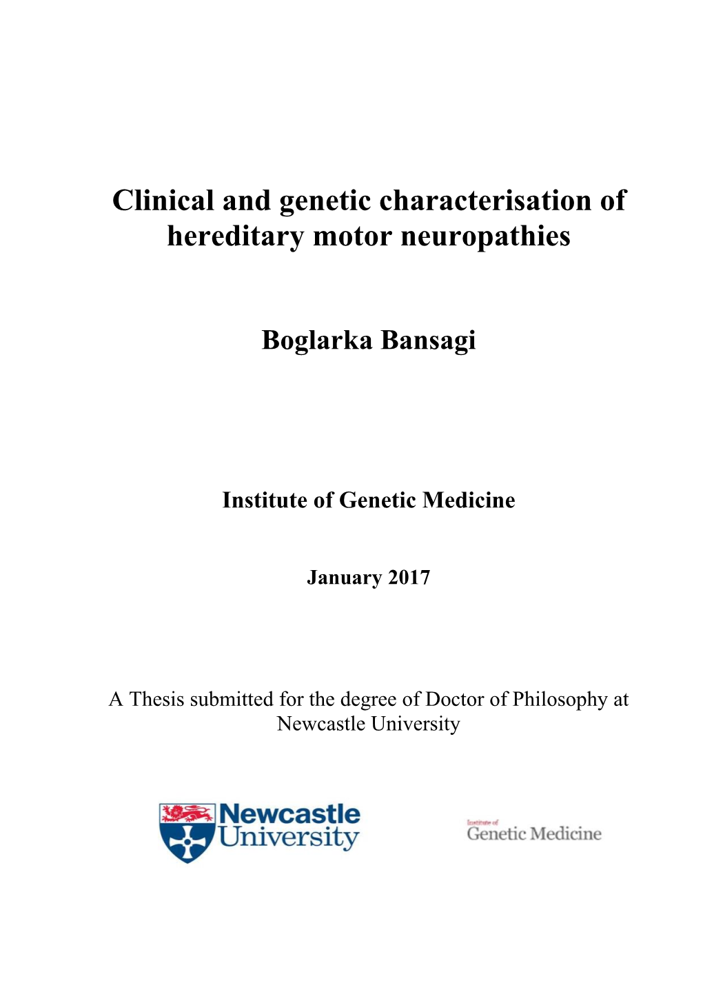 Clinical and Genetic Characterisation of Hereditary Motor Neuropathies