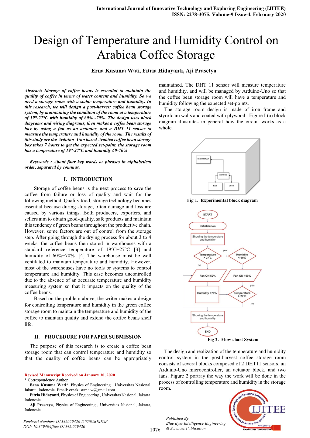 Design of Temperature and Humidity Control on Arabica Coffee Storage