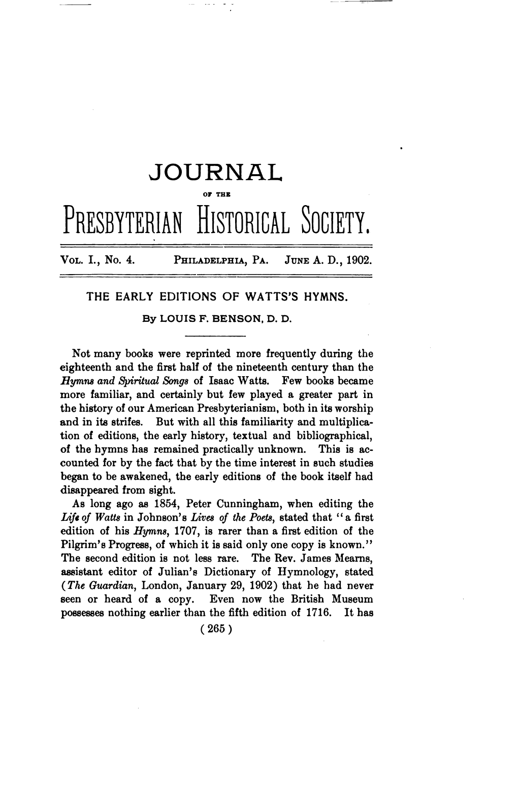 Journal of the Presbyterian Historical Society