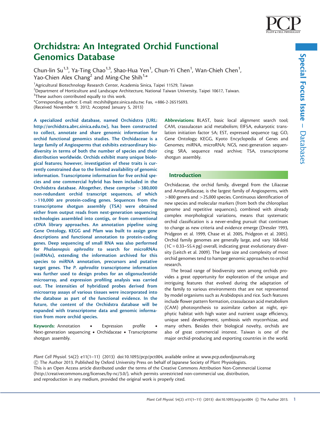 An Integrated Orchid Functional Genomics Database