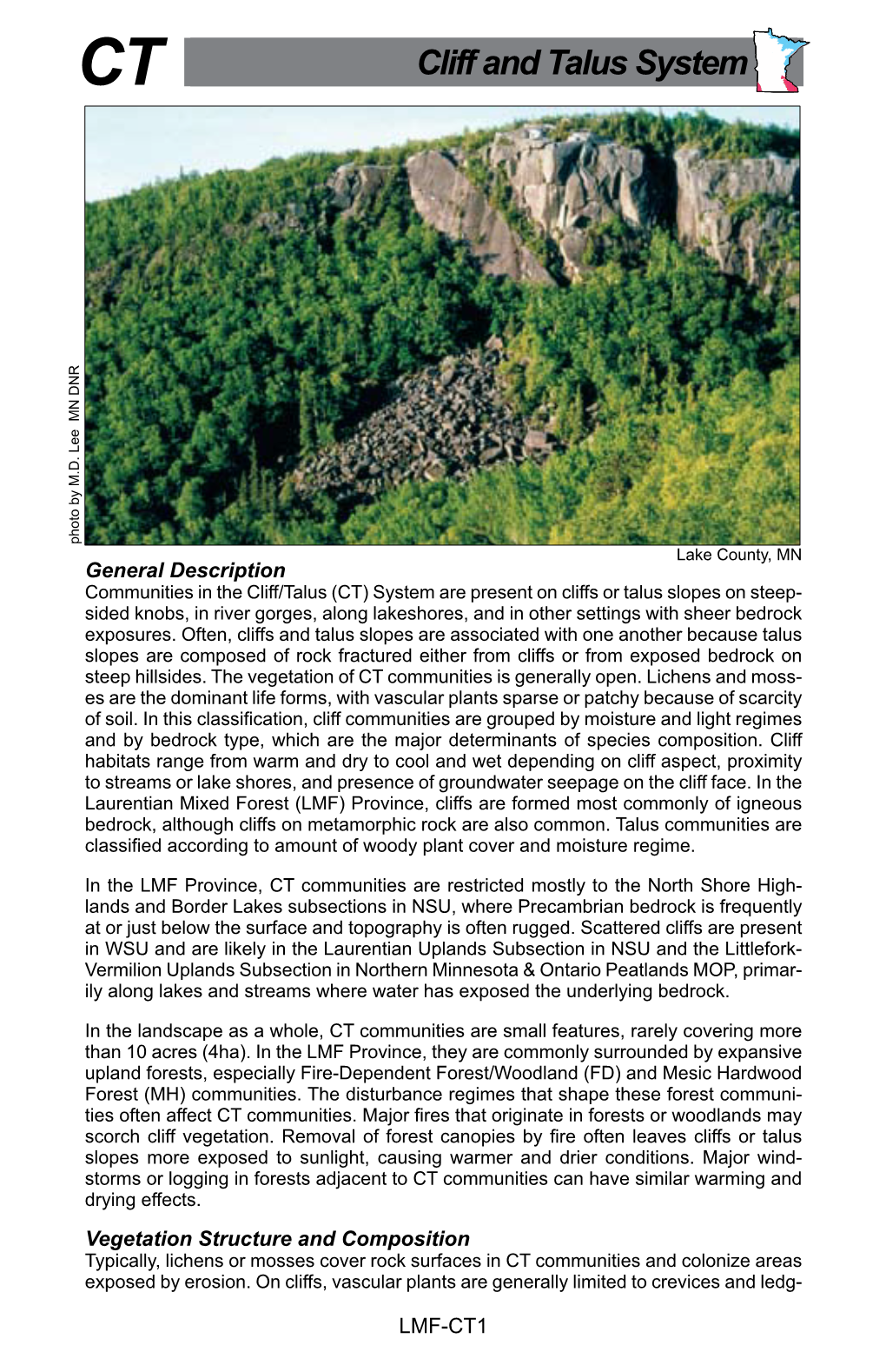 Laurentian Mixed Forest Province, Cliff/Talus System Summary