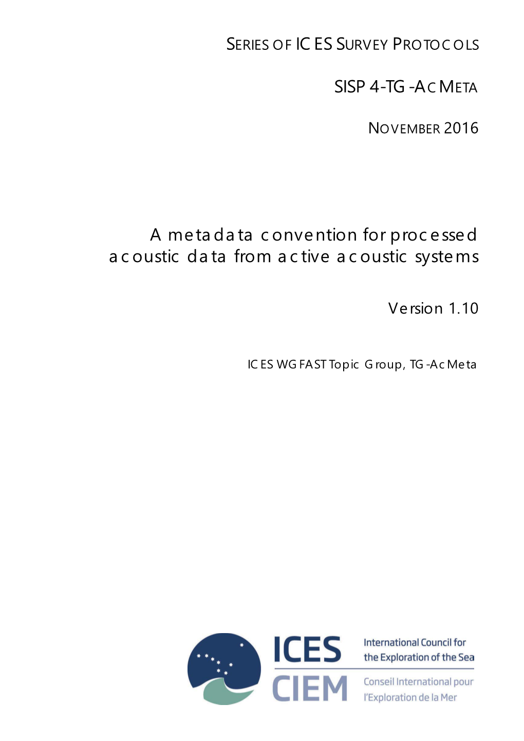 SISP-4 a Metadata Convention for Processed Acoustic Data from Active Acoustic Systems