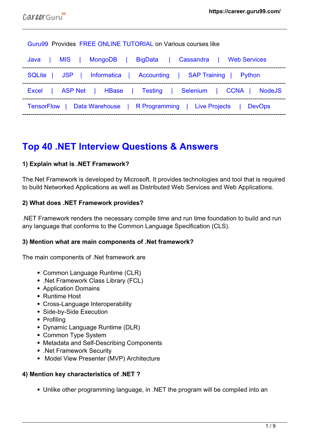 Top 40 .NET Interview Questions & Answers