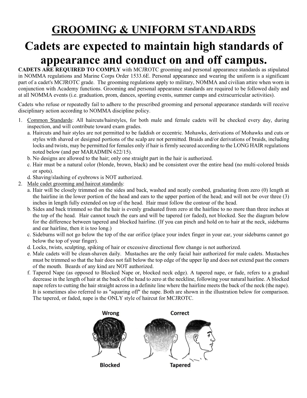 MCJROTC UNIFORM STANDARDS A