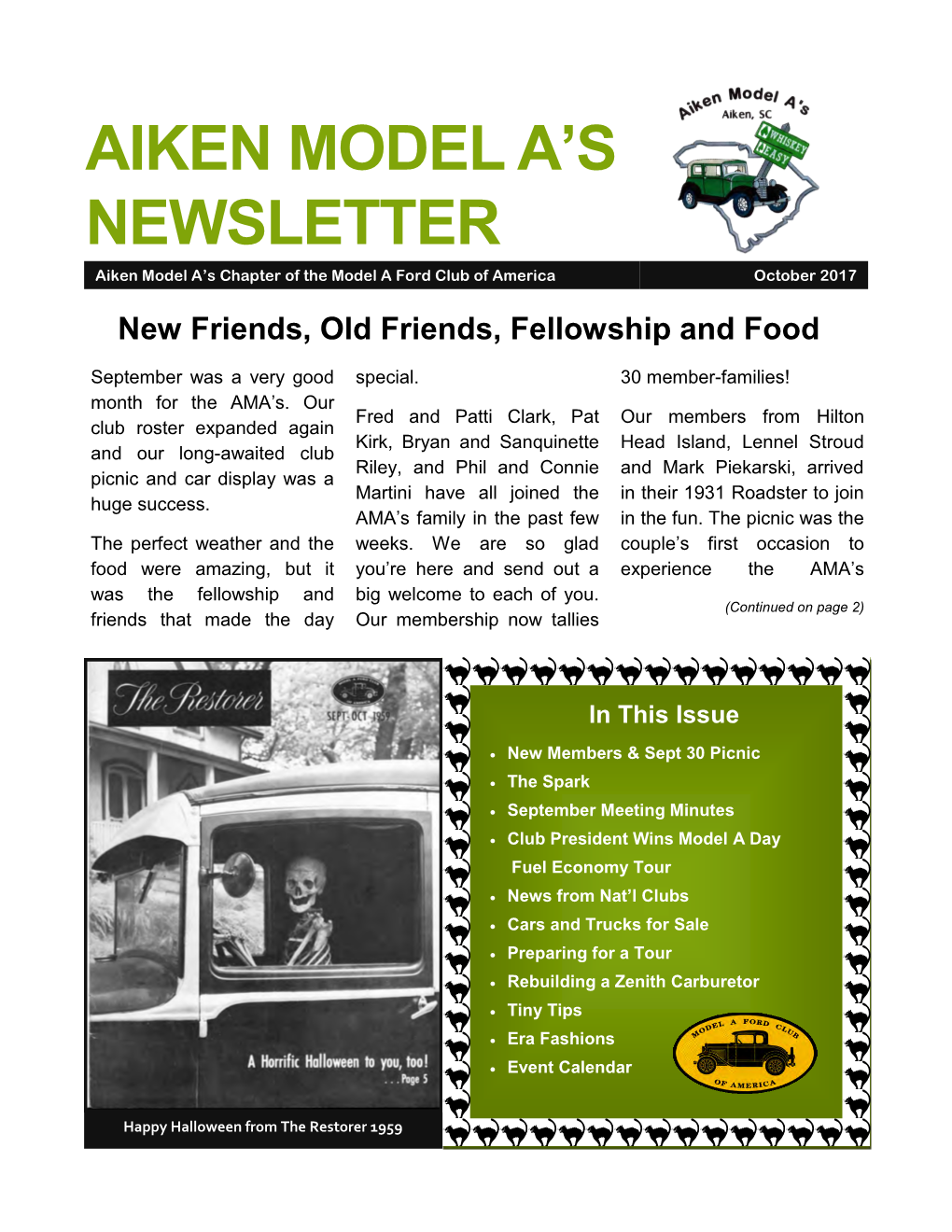 Aiken Model A's Newsletter