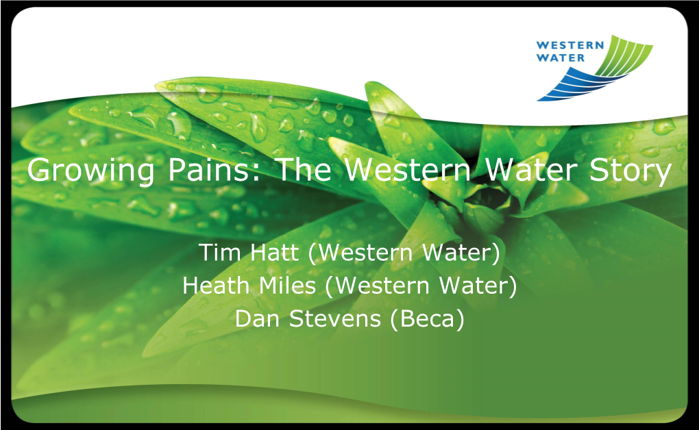 Growing Pains: the Western Water Story