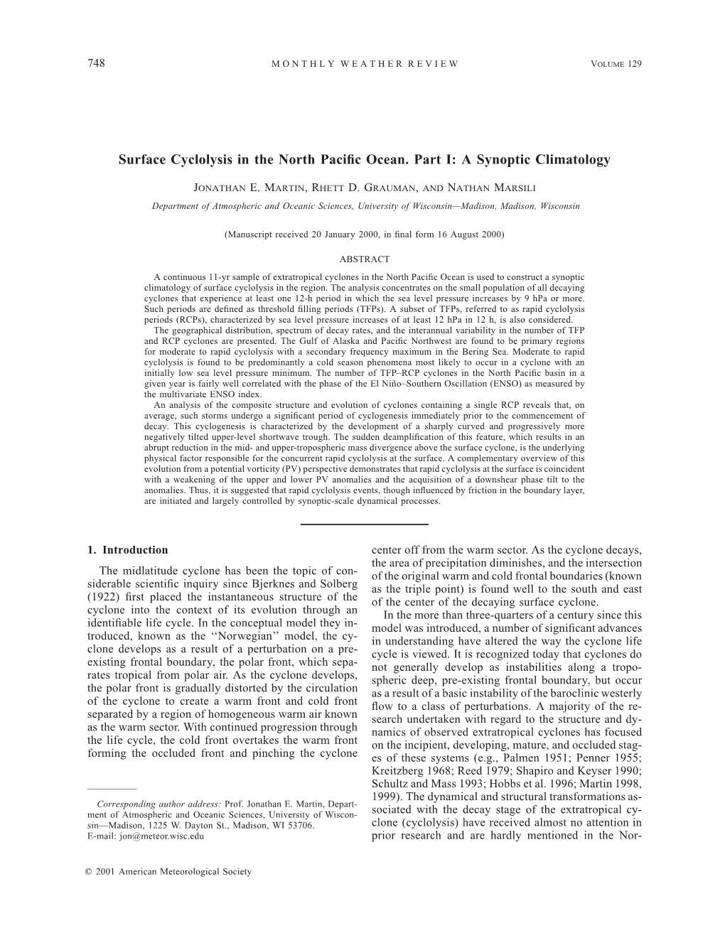 Surface Cyclolysis in the North Pacific Ocean. Part I