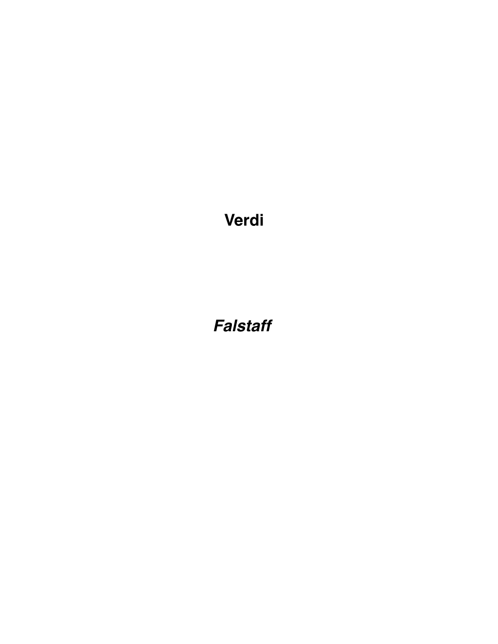 Verdi Falstaff