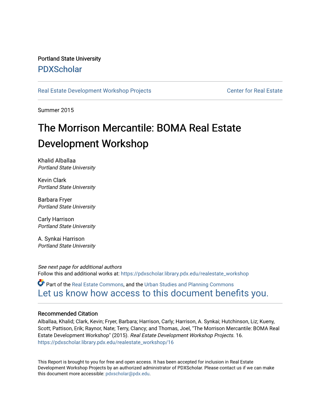 BOMA Real Estate Development Workshop