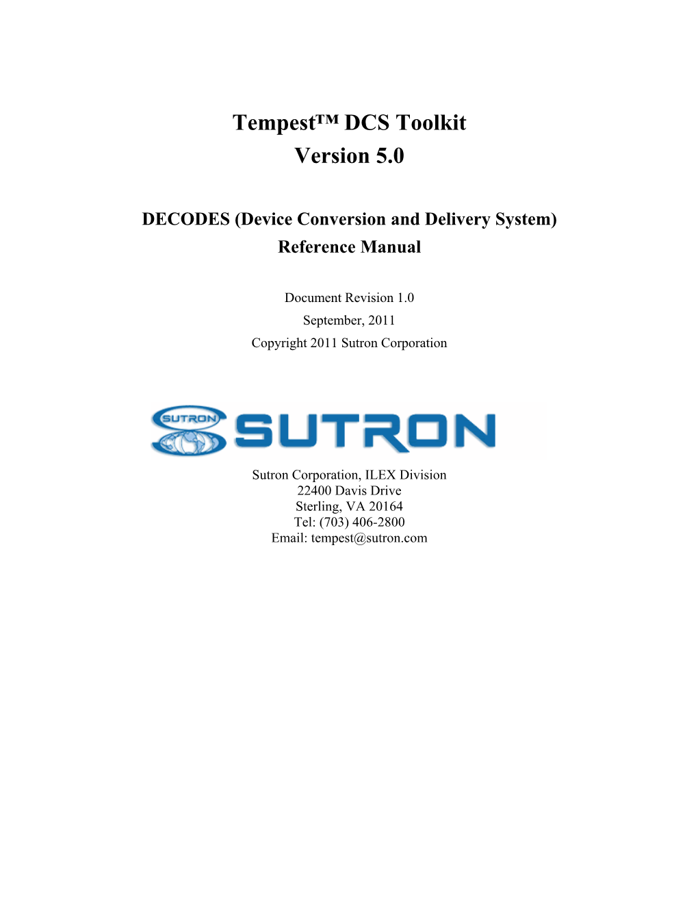 Tempest™ DCS Toolkit Version 5.0 DECODES