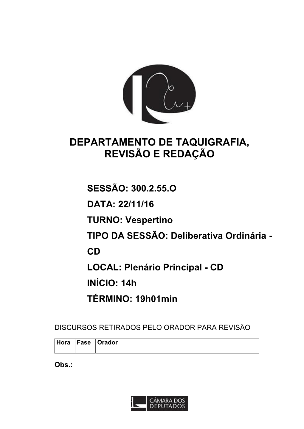 Departamento De Taquigrafia, Revisão E Redação