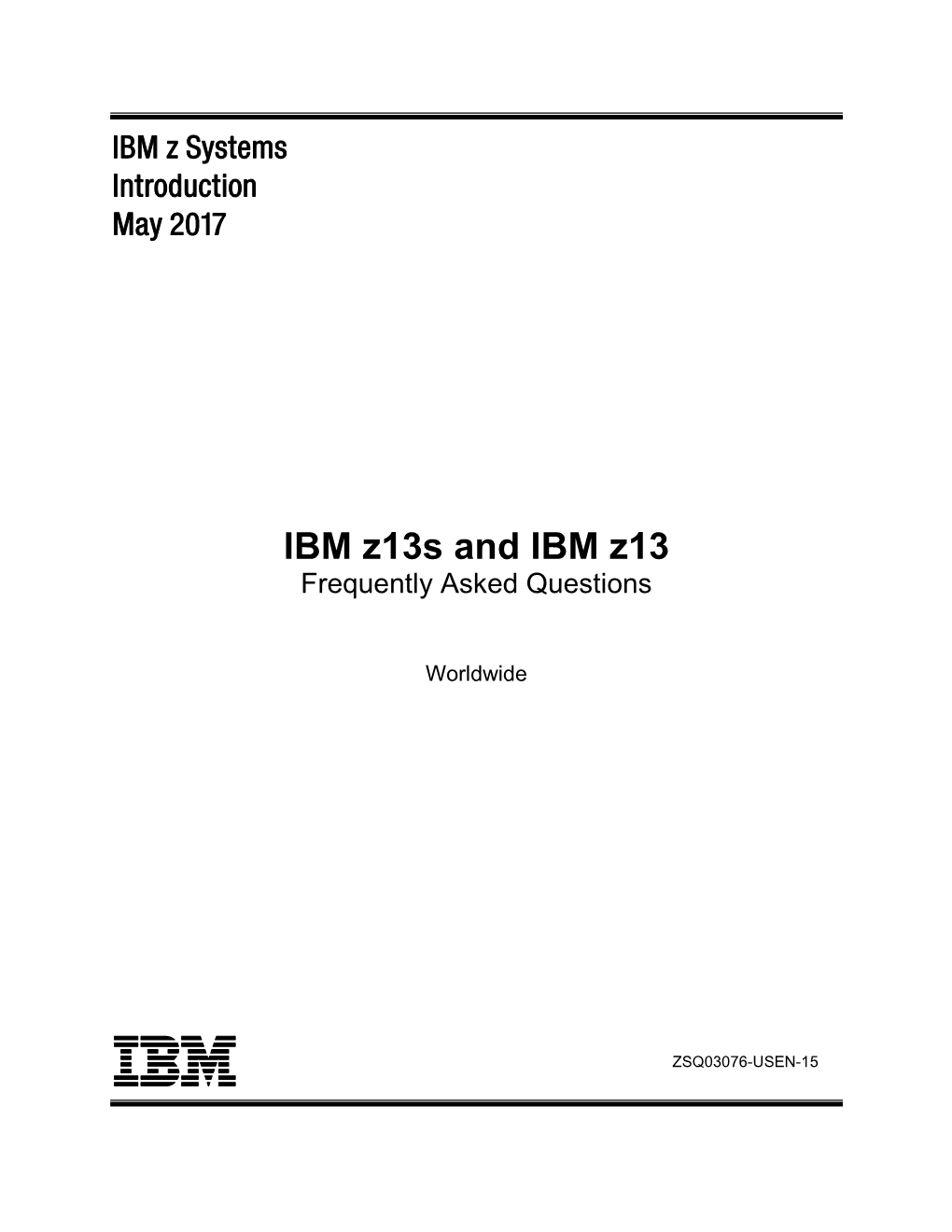 IBM Z Systems Introduction May 2017