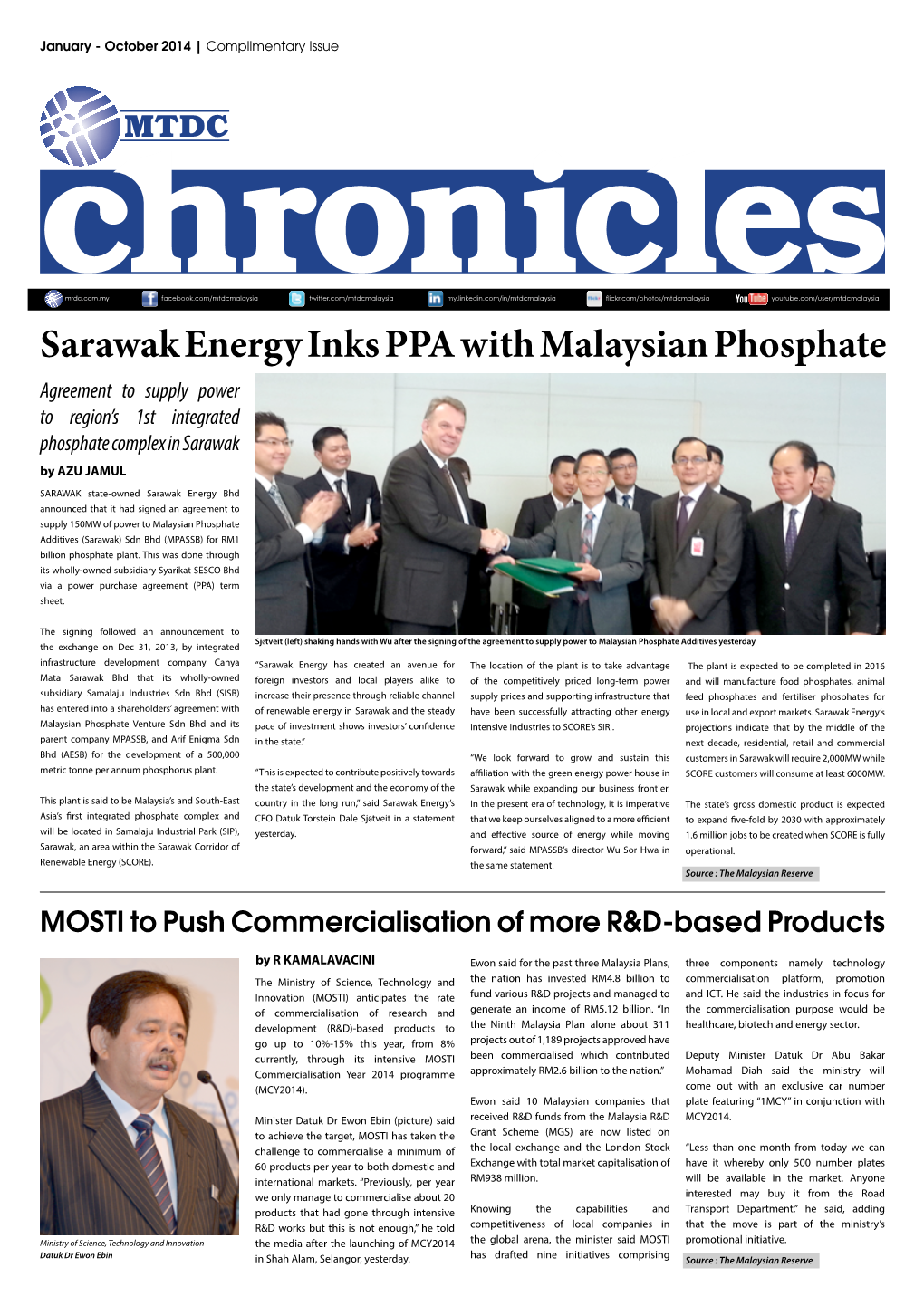 Sarawak Energy Inks PPA with Malaysian Phosphate Agreement to Supply Power to Region’S 1St Integrated Phosphate Complex in Sarawak by AZU JAMUL