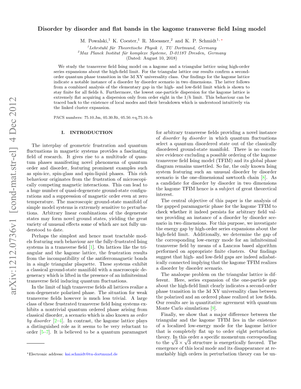 Arxiv:1212.0736V1 [Cond-Mat.Str-El] 4 Dec 2012 Non-Degenerate Polarized Phase