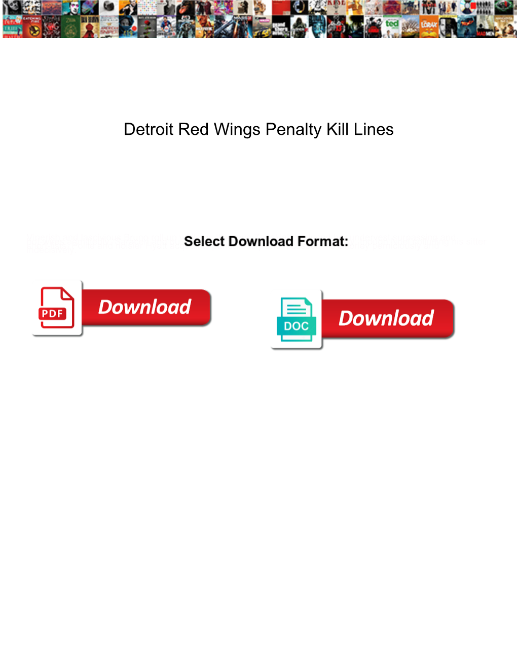 Detroit Red Wings Penalty Kill Lines