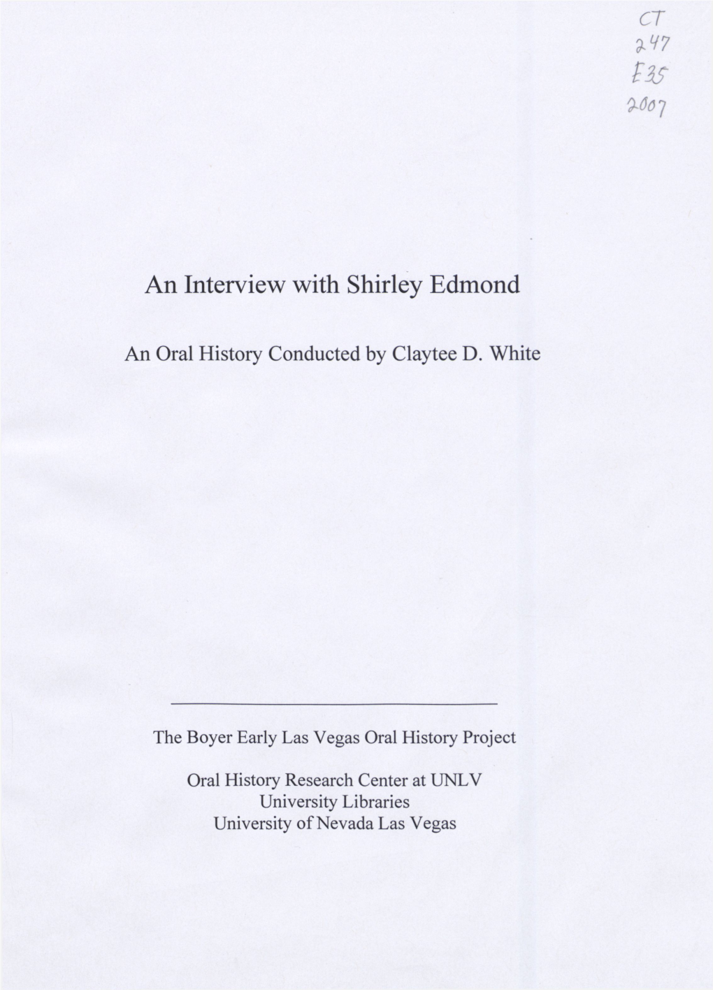 An Interview with Shirley Edmond