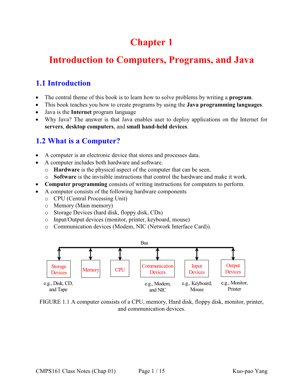 Chapter 1 Introduction to Computers, Programs, and Java