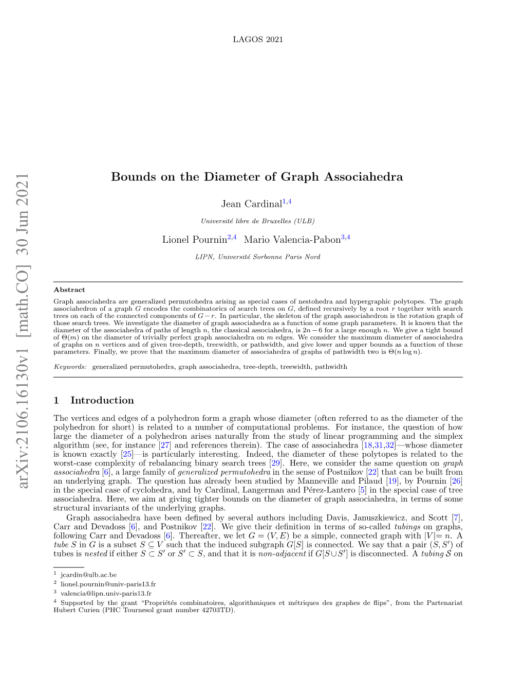 Arxiv:2106.16130V1 [Math.CO] 30 Jun 2021 in the Special Case of Cyclohedra, and by Cardinal, Langerman and P´Erez-Lantero [5] in the Special Case of Tree Associahedra