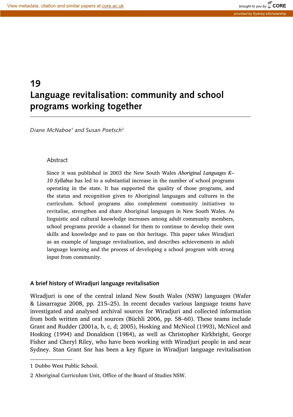 19 Language Revitalisation: Community and School Programs Working Together